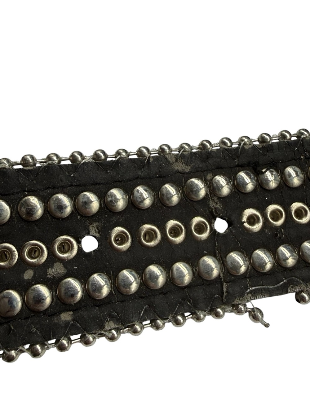 Y2K BTS 2742 Rhinestone Genuine Leather Black Western Belt Small 32-36.5 READ - Picture 7 of 16